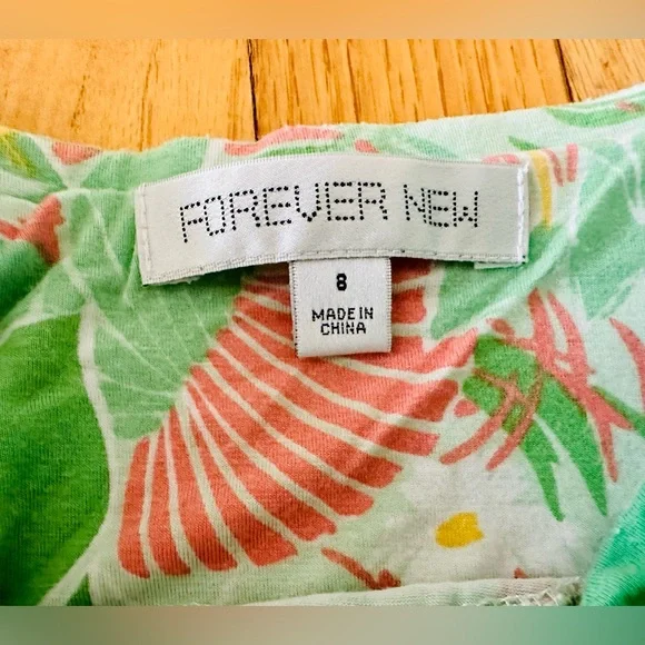 Forever New Australia floral green strapless dress size AU 8 / US 0 - Picture 3 of 5